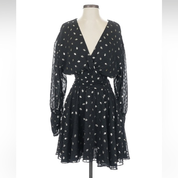 MISA Los Angeles Davie Ruched Metallic Chiffon Mini Dress (2 way wear) - Picture 4 of 16